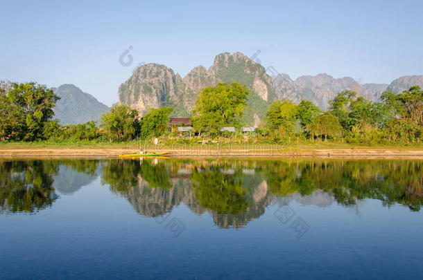 老挝万荣<strong>南宋</strong>河畔宁静的风景