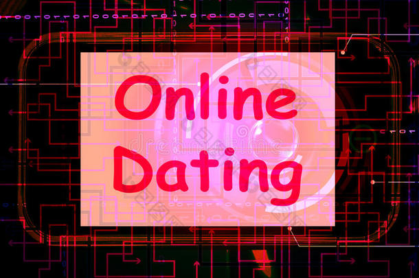 屏幕上的在线约会显示了浪漫和网络爱情