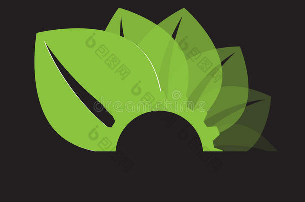 绿色齿轮与树叶生态商务与科技网