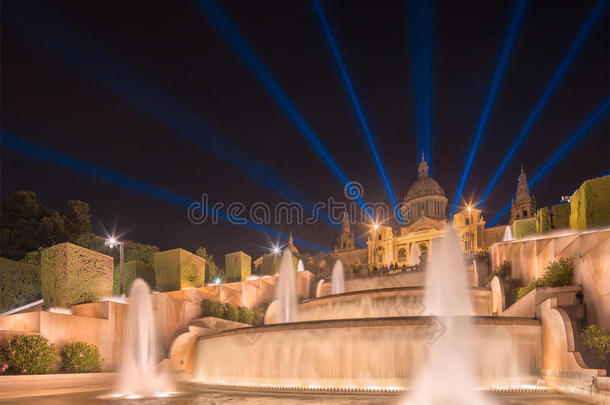 巴塞罗那魔法喷泉夜景