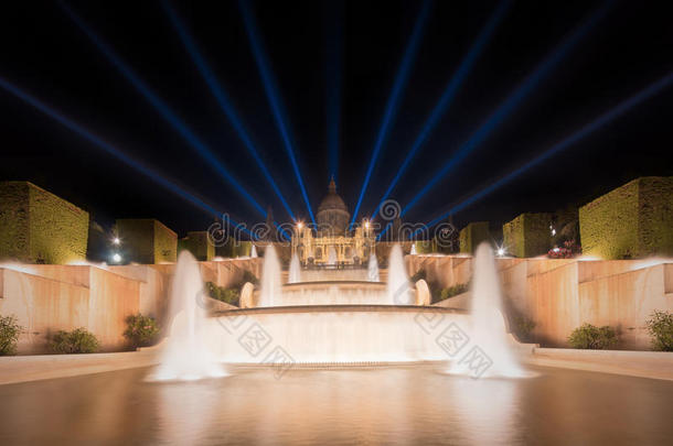 巴塞罗那魔法喷泉夜景