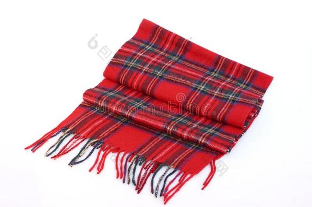 温暖柔软的红色格子呢围巾