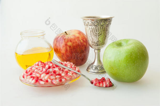 rosh hashana kiddush杯蜂蜜石榴苹果