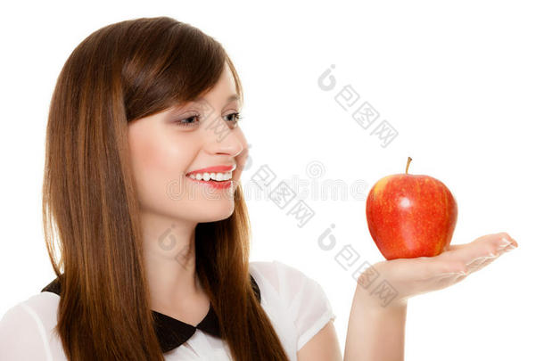 饮食。<strong>送苹果</strong>时令水果的女孩。