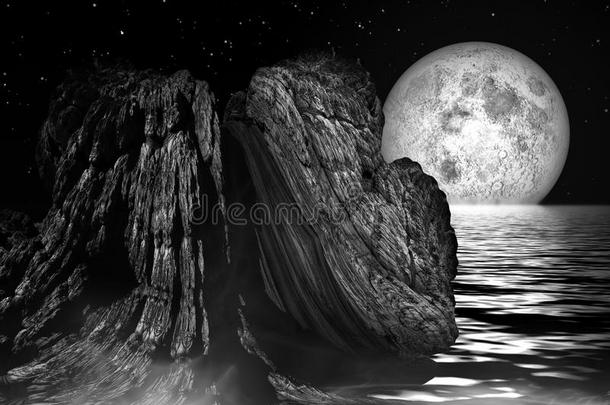 月夜海岩景观