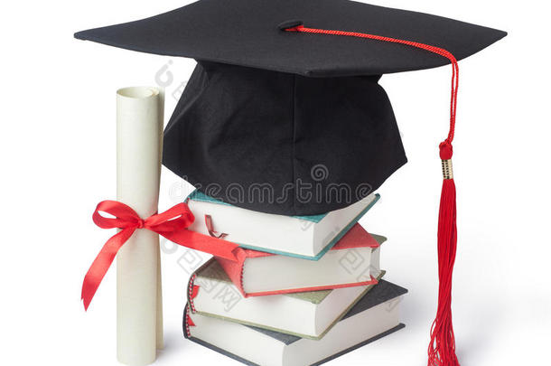 带书毕业帽和毕业证书