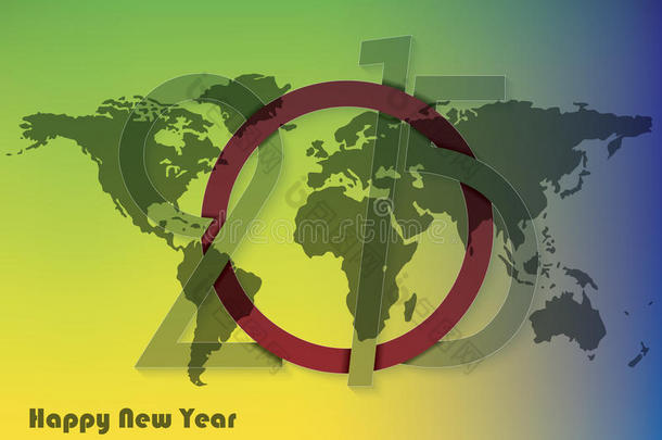 2015年新年贺卡设计世界地图