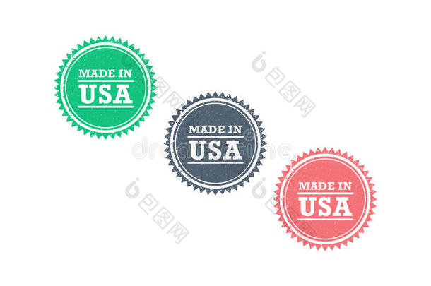 美国制造美国产品垃圾复古复古时尚风格徽章印章标志。