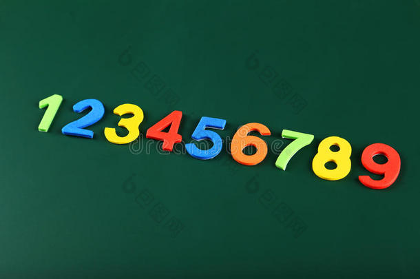 学校黑板上的彩色数字。