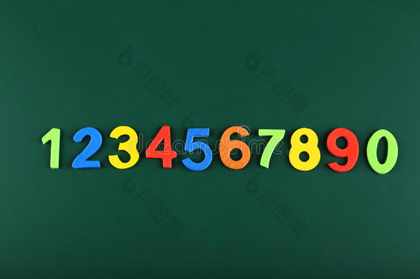 学校黑板上的彩色数字。