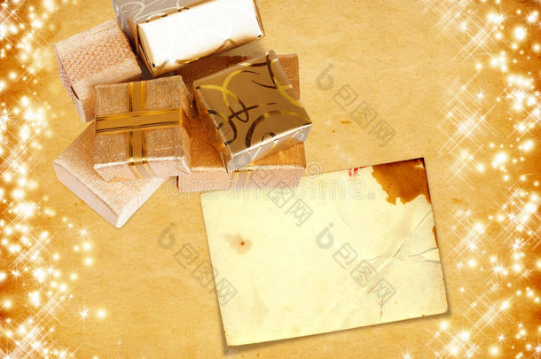 复古纸板背景金色包装纸礼品盒