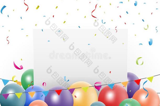 生日庆祝设计气球和五彩纸屑