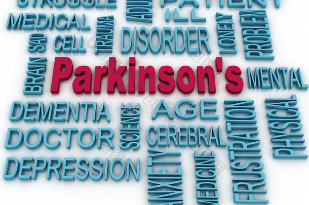 3d帕金森氏症标志白色隔离。心理健康