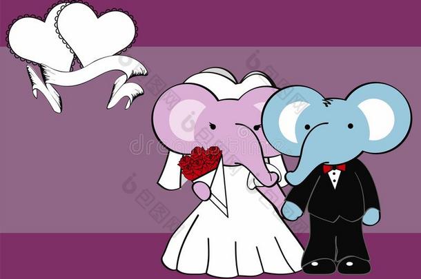 大象结婚卡通背景