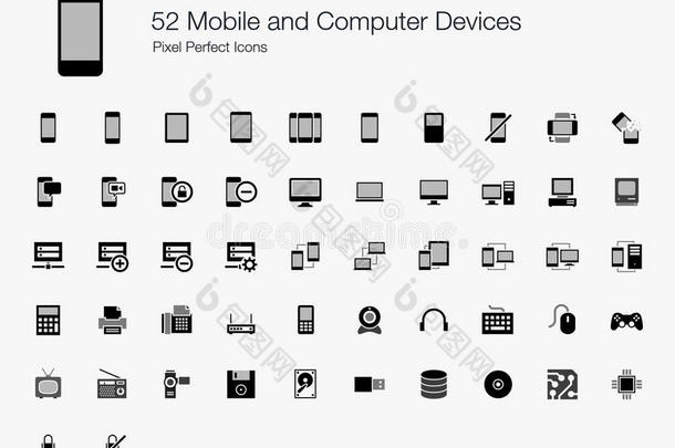 52个移动计算机设备像素完<strong>美图</strong>标