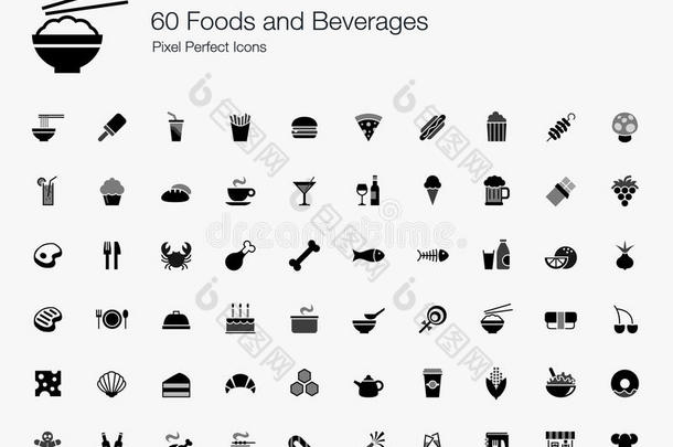 60种食物和饮料像素完<strong>美图</strong>标