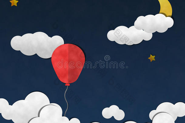 夜空气球，纸艺术
