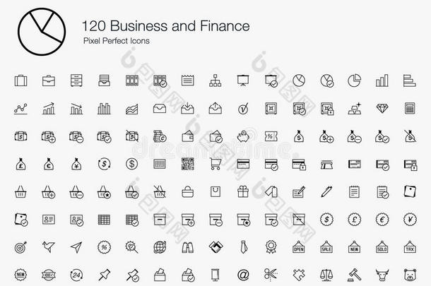 120个商业金融像素完美图标（线条风格）
