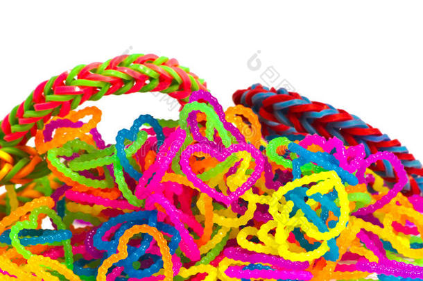 彩色彩虹织机<strong>手链</strong>橡胶带时尚特写机智