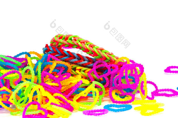 彩色彩虹织机手链橡胶带时尚特写机智