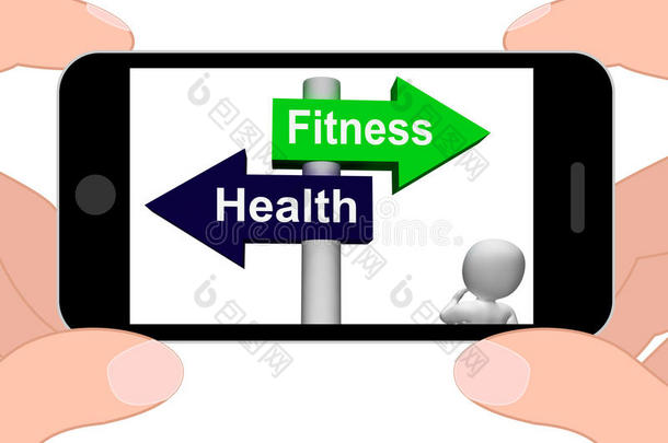 健身健康路标展示健康生活方式