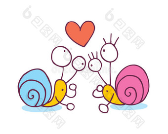 爱情蜗牛卡通插画图片