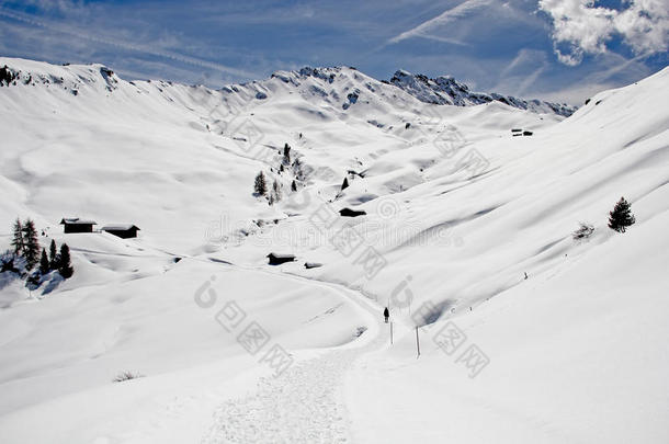 意大利南蒂罗尔白云石阿尔卑斯山的冬天