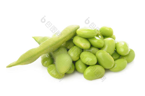 绿色大豆，白底日本豆
