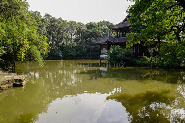 夏日午后阳光明媚的古湖