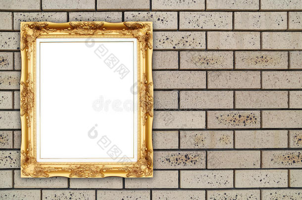 砖石墙上的空白金框