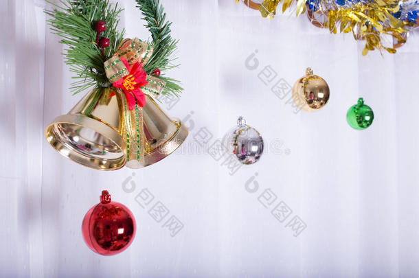 圣诞背景，铃铛装饰