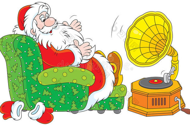 圣诞老人在听音乐