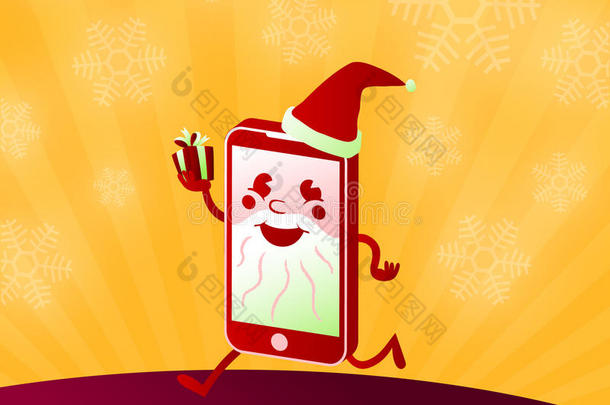 在线购买圣诞礼物用智能手机圣诞老人购物