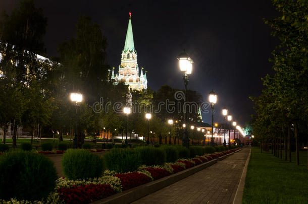晚上的莫斯科，克里姆林宫公园