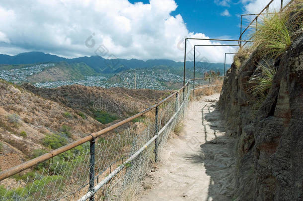 钻石头国家纪念碑公园小径靠近檀<strong>香山</strong>瓦胡岛