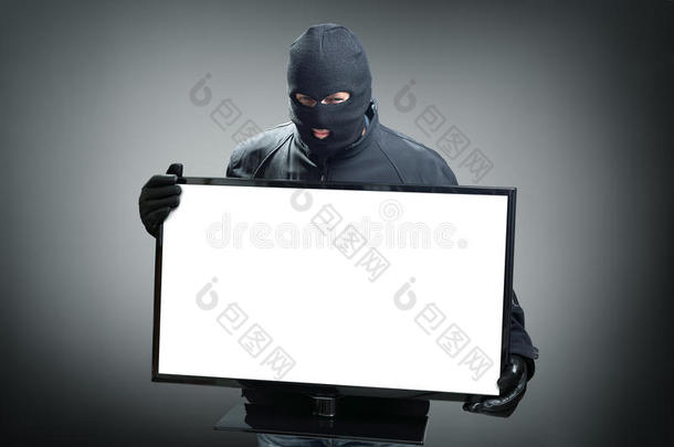 窃贼偷电脑显示器