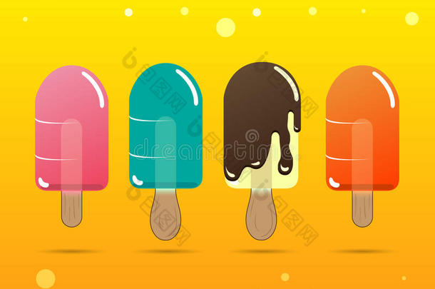 <strong>冰淇淋彩色</strong>果冻和巧克力。矢量图。