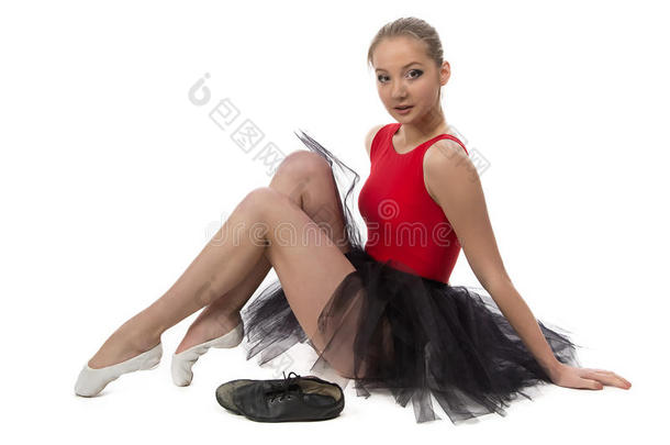 <strong>芭蕾</strong>舞演员坐在地板上的<strong>照片</strong>