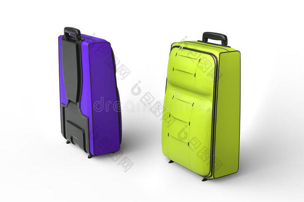 白底紫绿色旅行包箱