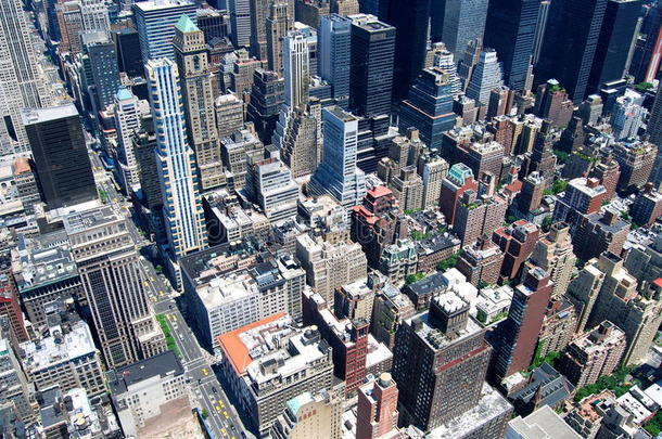 纽约市曼哈顿市中心的摩天大楼景观，纽约市