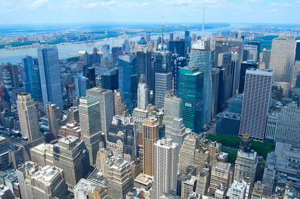 纽约市曼哈顿市中心的摩天大楼景观，纽约市