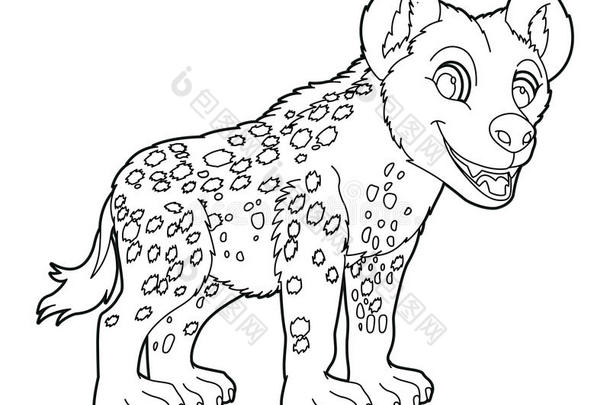 卡通小动物-鬣狗-着色页面