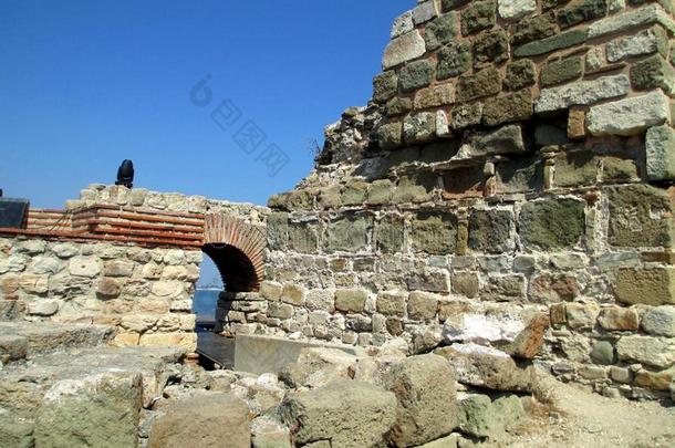 保加利亚尼斯巴尔镇的古城墙
