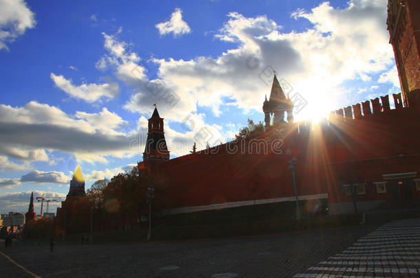莫斯科克里姆林宫塔楼与克里姆林宫城墙