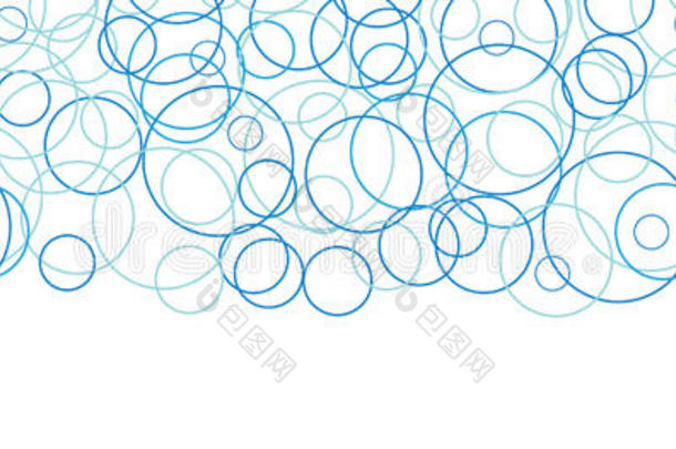 矢量抽象蓝色圆圈水平边框