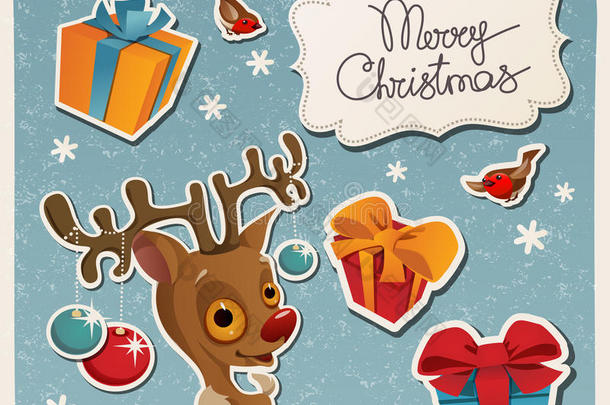 圣诞快乐卡和小鹿