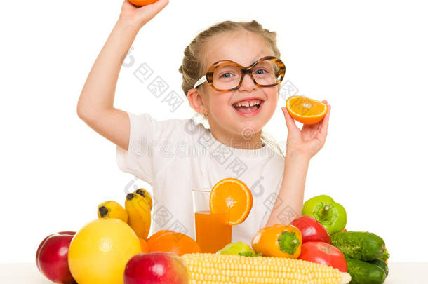 水果蔬菜小女孩
