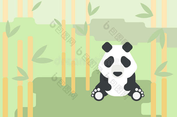 熊猫熊平面设计卡通载体野生动物林