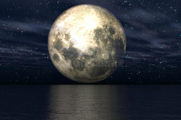 海上月亮的3d背景