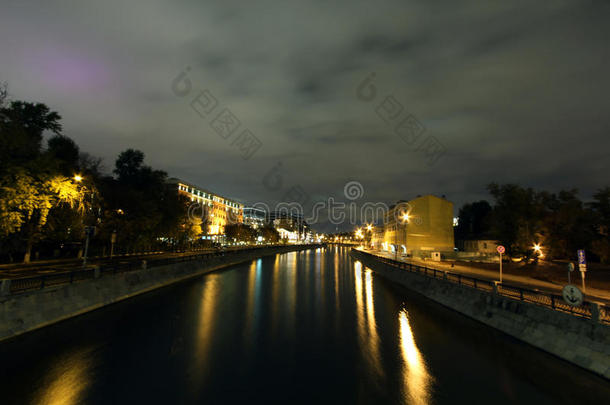 夜景莫斯科河夜景